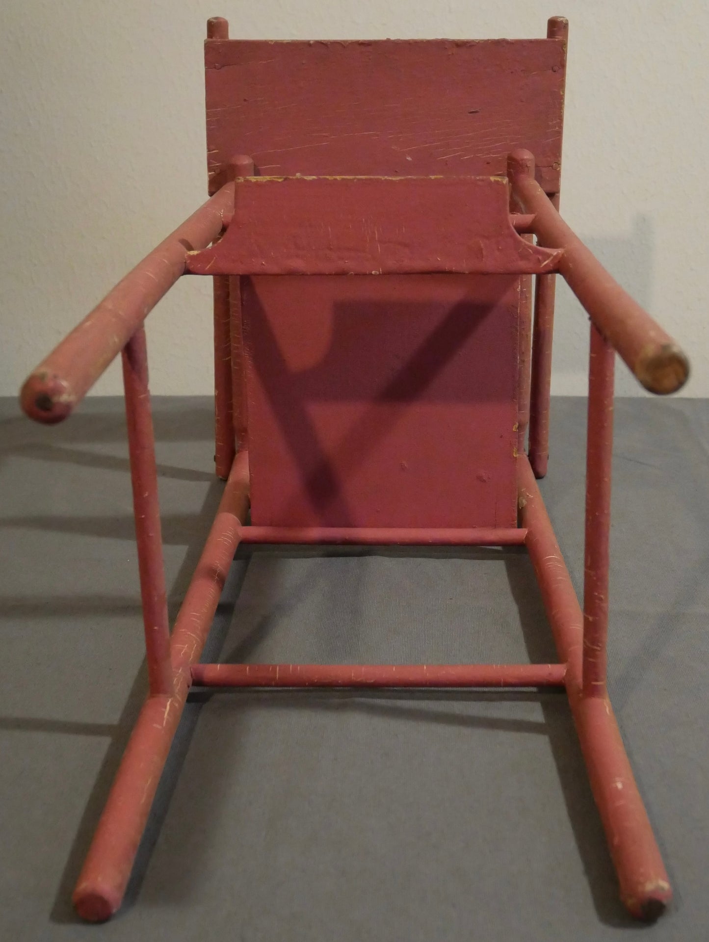 Circa 1930 American Primitive Red Painted Wooden Doll High Chair