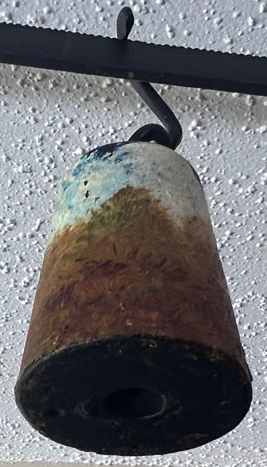 Vintage American Hand-Painted Cotton Field Scene Early 20th Century Cast Iron Hanging Balance Scale Folk Art Piece by Wendy Tulley