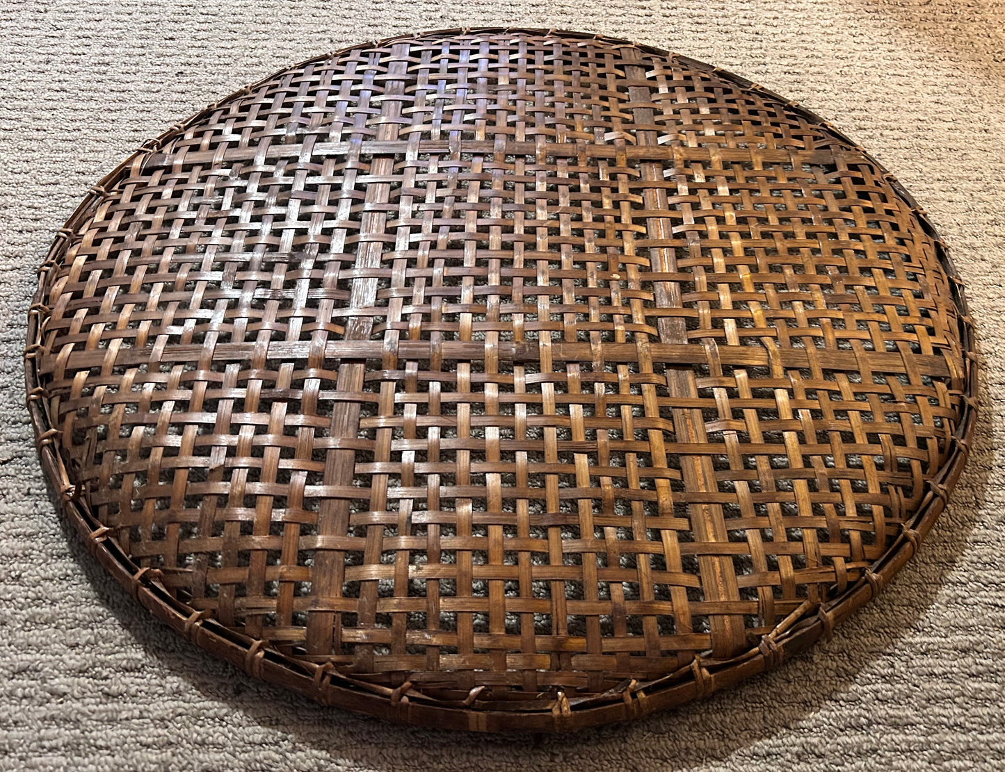 Vintage Mid 20th Century East Asian Woven Bamboo/Rattan Winnowing Basket