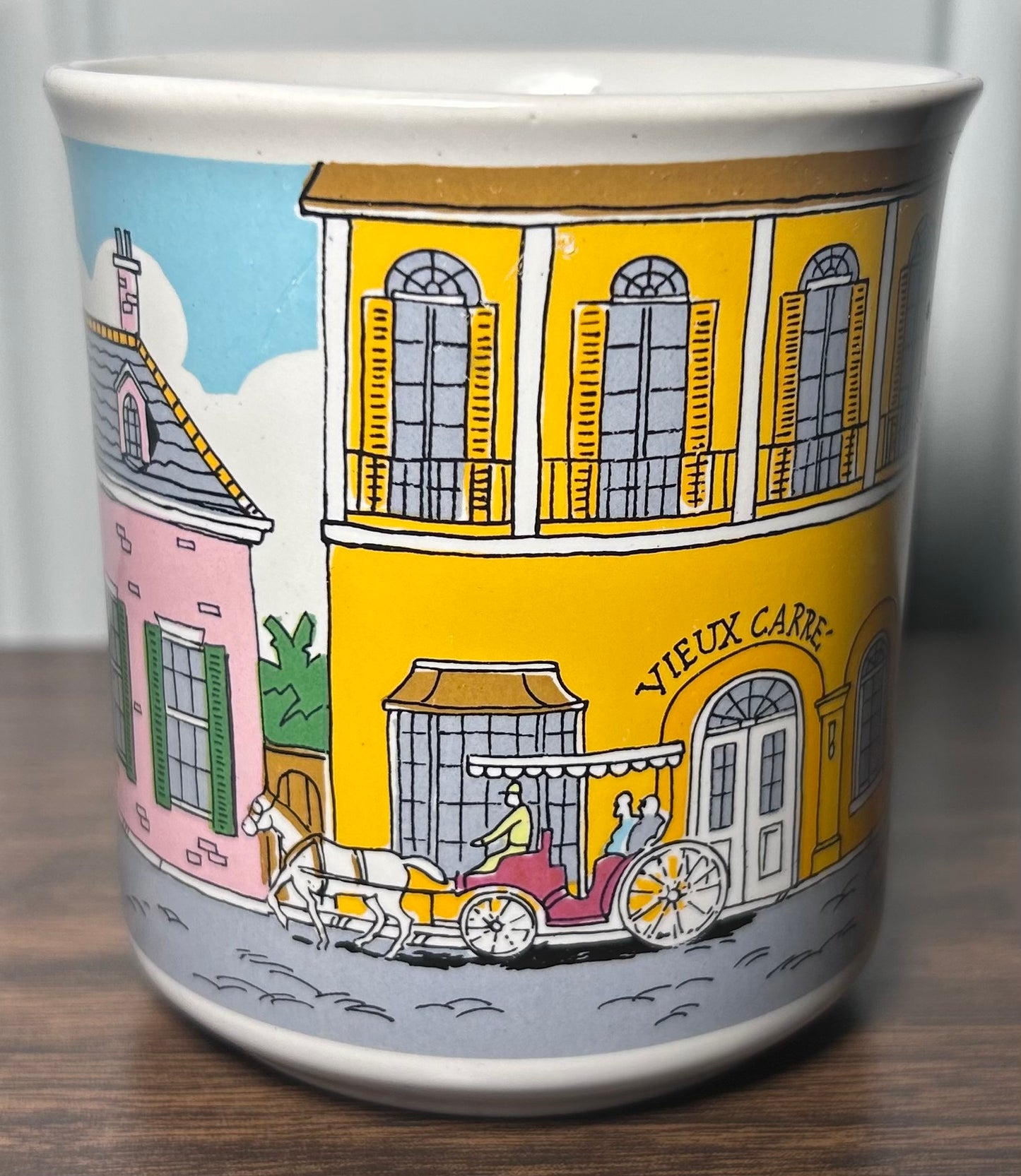 Vintage 1982 Vieux Carre Creations New Orleans French Quarter Royal Street Ceramic Coffee Mug