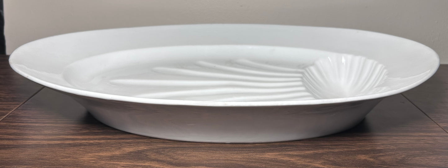 Circa 1900 French White Ironstone China Gigot Roasted Lamb Meat Oval Platter