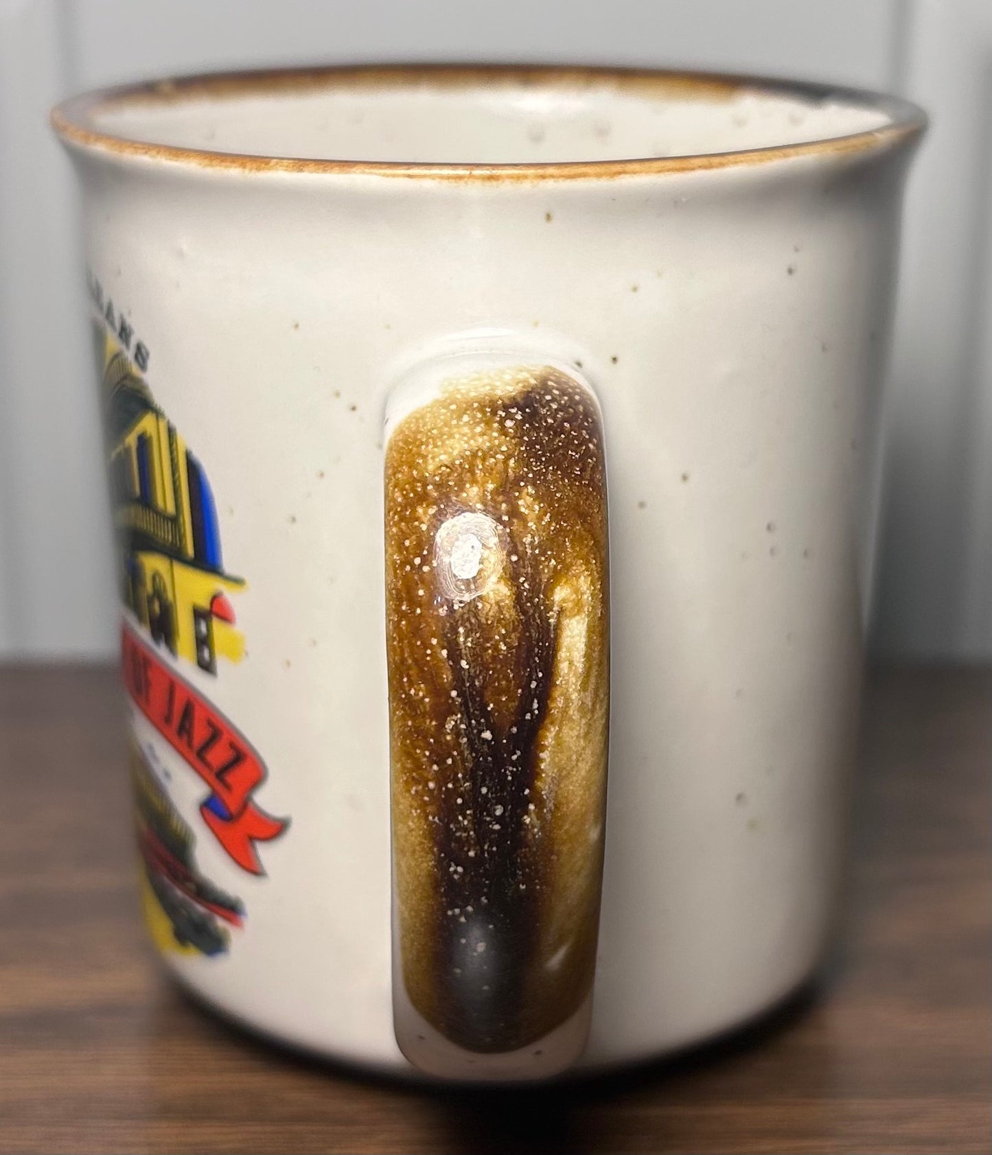 Vintage 1970’s New Orleans Birth Place of Jazz Speckled Stoneware Souvenir Coffee Mug