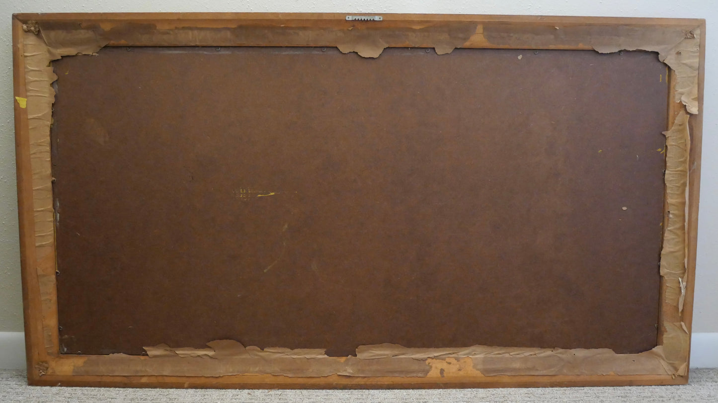 Vintage 1960’s American Mid Century Modern Greek Ruins Framed Oil Painting on Board Signed Nichace