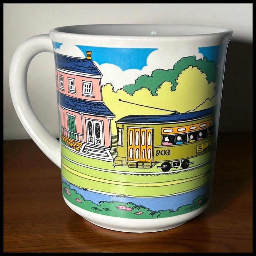 Vintage 1981 Vieux Carre Creations New Orleans St. Charles Avenue Streetcar Ceramic Coffee Mug