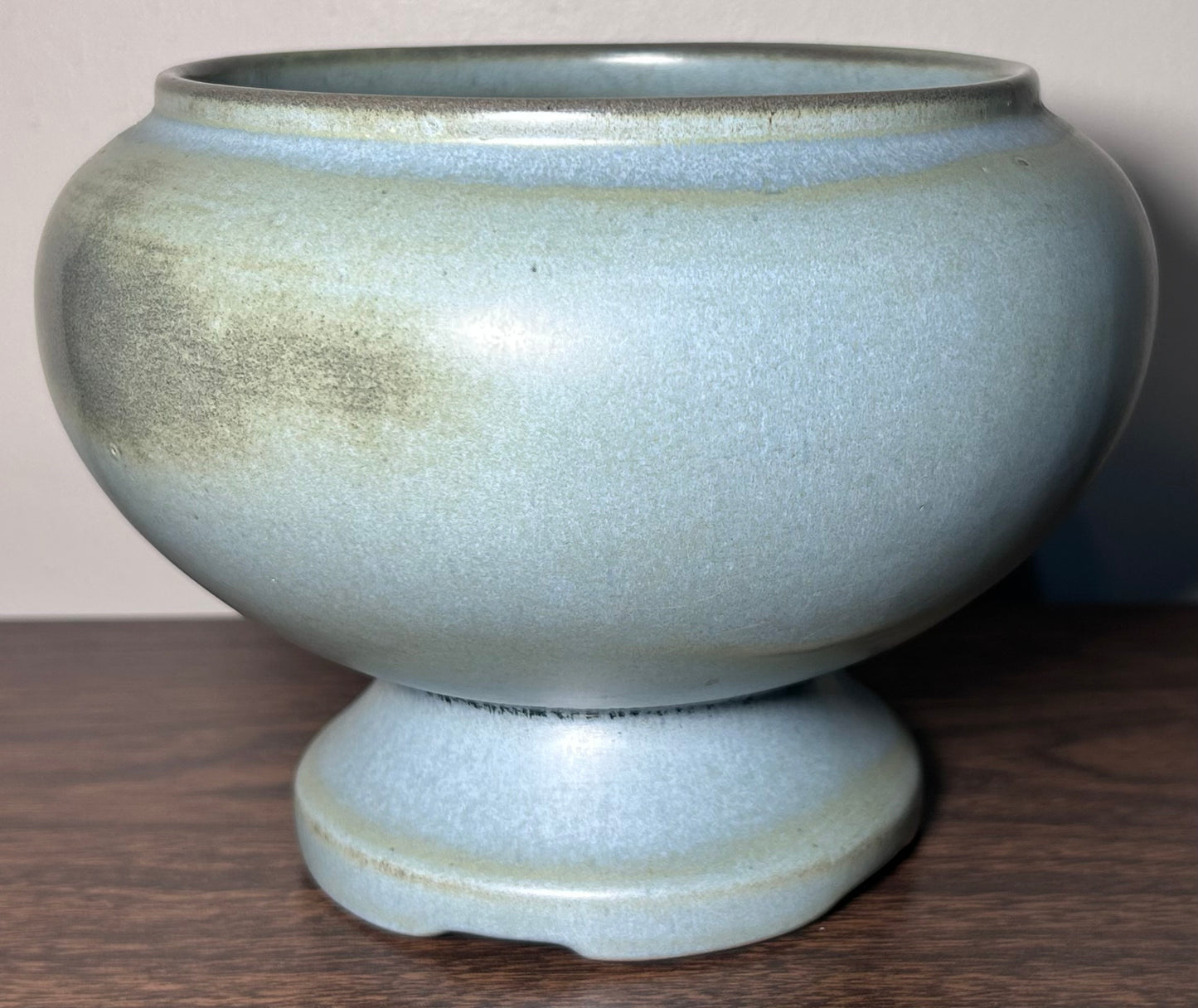 Vintage Circa 1970 American Frankoma Pottery Prairie Green Footed Planter/Vase (#22A)