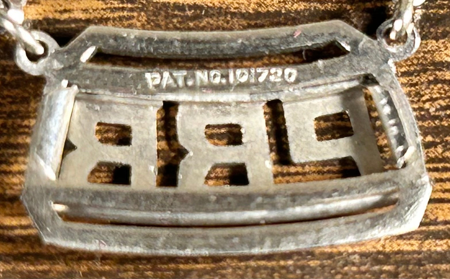 Vintage 1950’s American Swank Silver Tone Metal Men’s Tie Clip with Dangling PBB Monogram Charm