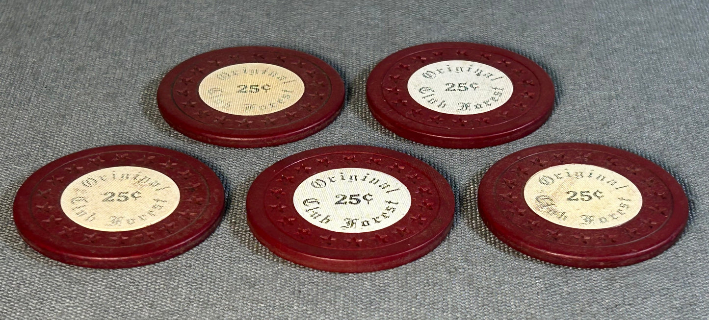 Vintage 1944-1952 American Club Forest Illegal Casino Gambling Club 25¢ Clay Poker Chip