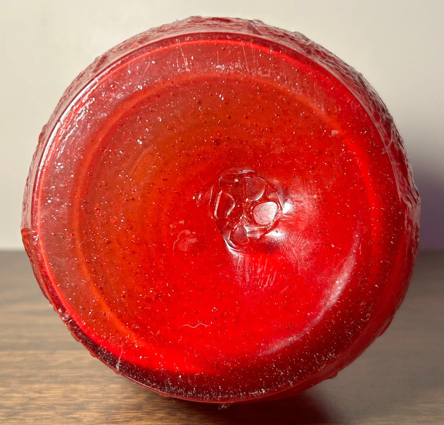 Vintage Contemporary Style Textured Confetti Red Art Glass Freeform Double Gourd Vase