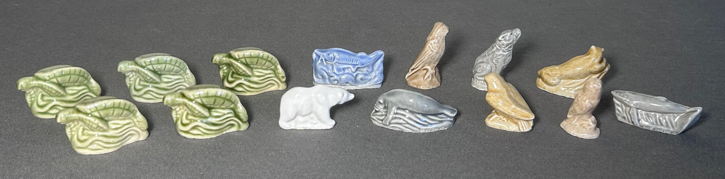 Vintage Lot of 14 1998-2002 English Wade Porcelain North American Endangered Animals Whimsies