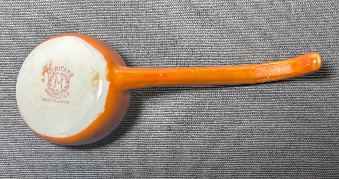 1920’s Japanese Art Deco Noritake Morimura Bros. Lustreware Porcelain Lotus Flower Form Leaf Motifs Footed Condiment/Sauce Bowl Three-Piece Set with Ladle and Underplate