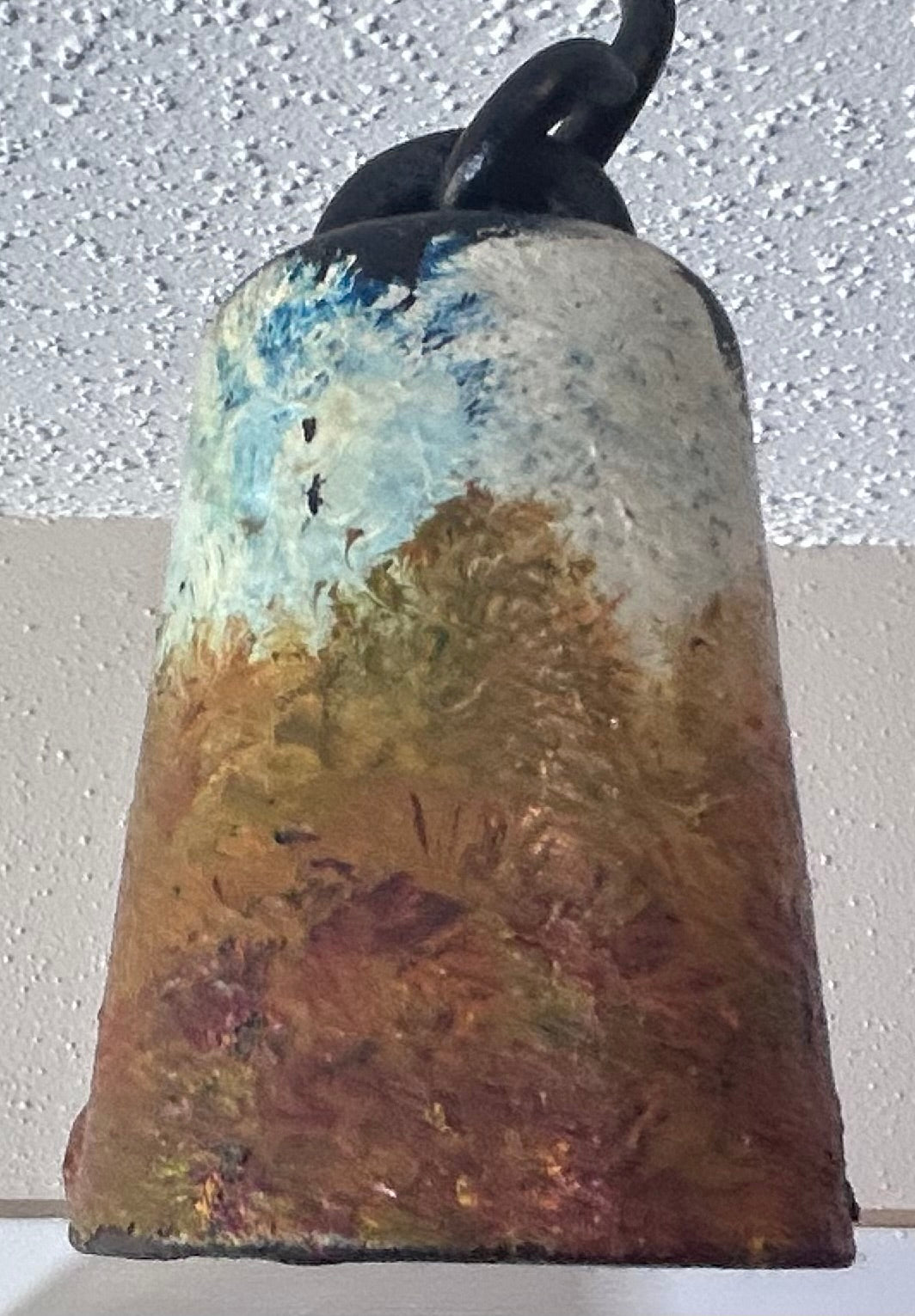Vintage American Hand-Painted Cotton Field Scene Early 20th Century Cast Iron Hanging Balance Scale Folk Art Piece by Wendy Tulley