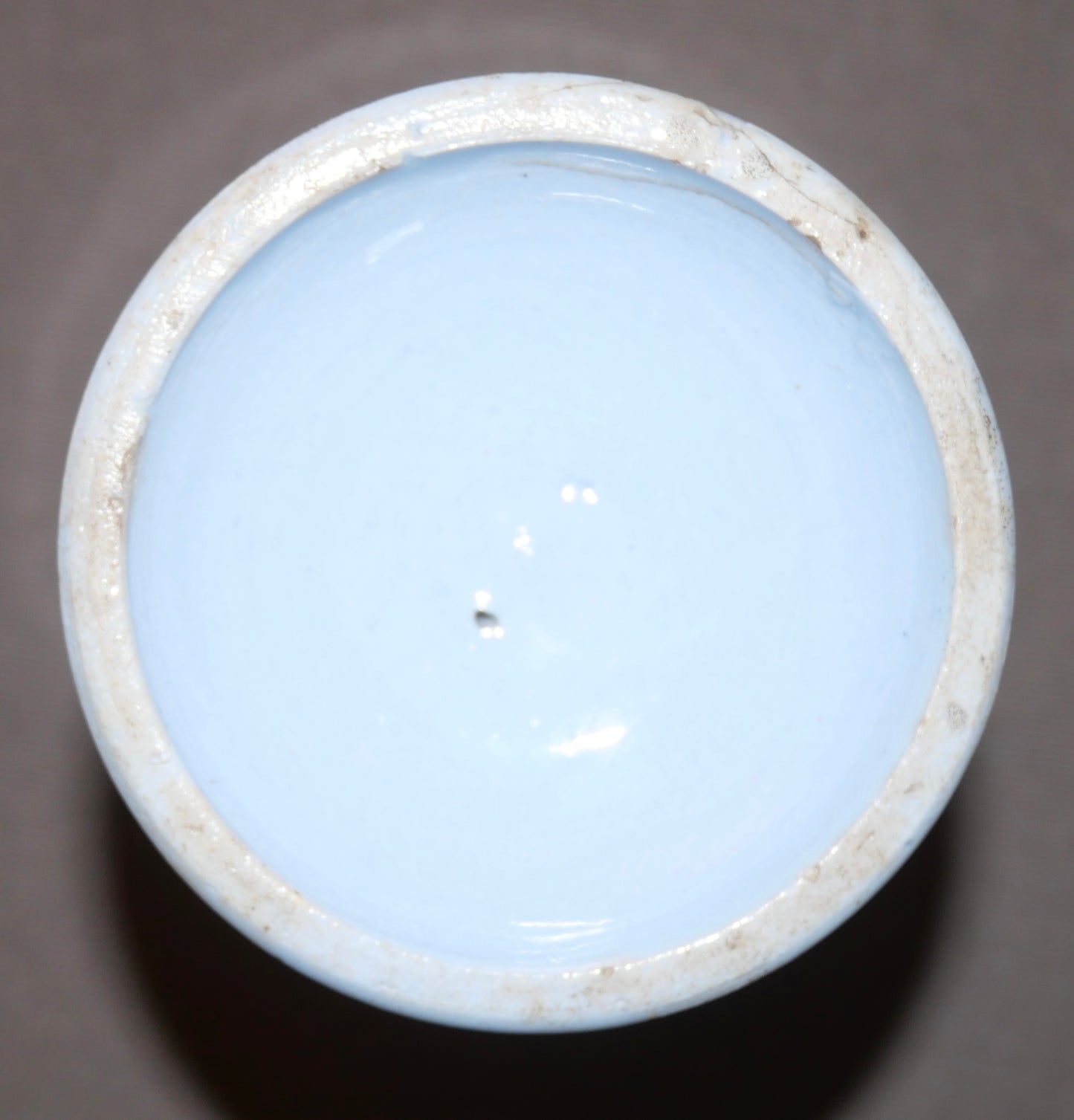 Circa 1880 English Victorian Prattware Pottery Blue Transferware Boar Hunt Scene Motif Mustard Jar