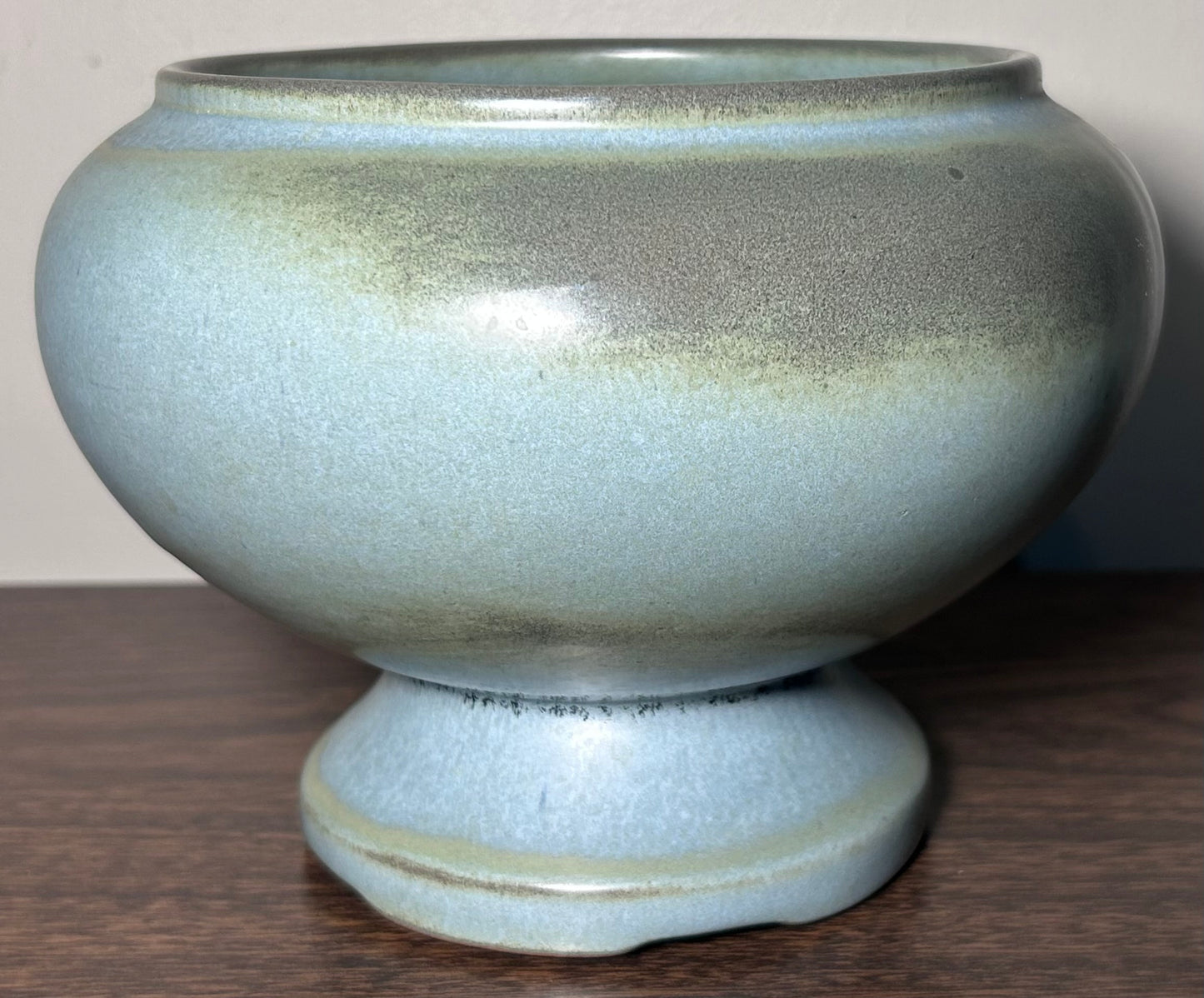 Vintage Circa 1970 American Frankoma Pottery Prairie Green Footed Planter/Vase (#22A)