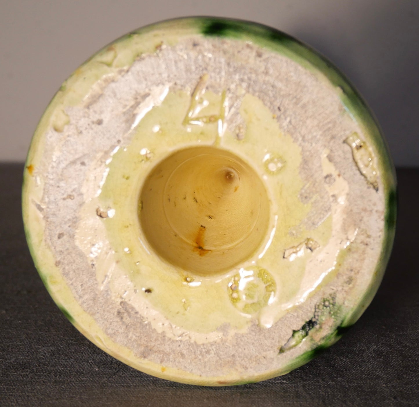 Circa 1900 Belgian Art Nouveau Majolica Slip Glazed Twist Form Candlestick