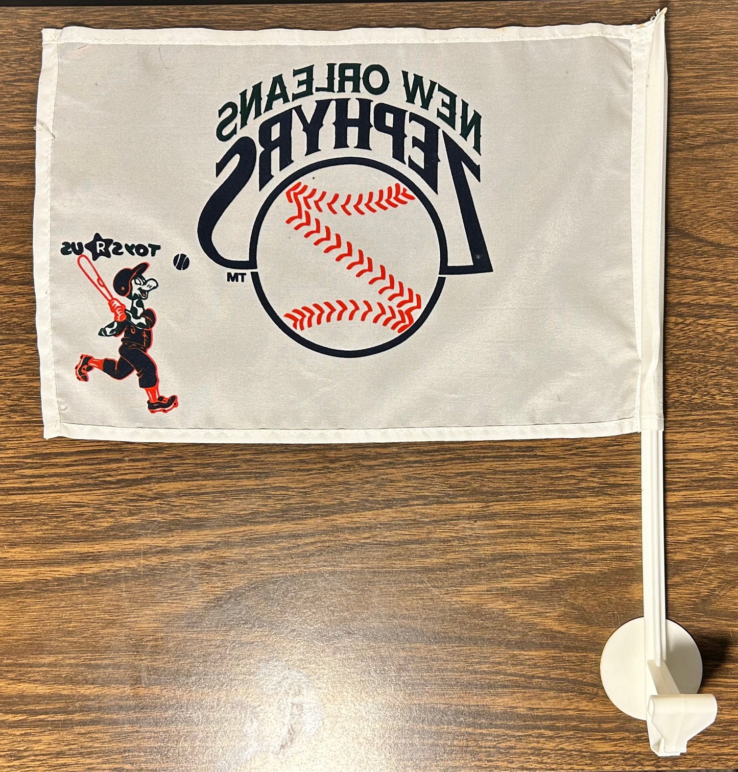 Vintage New Orleans Zephyrs Baseball/Toys R Us Car Window Flag