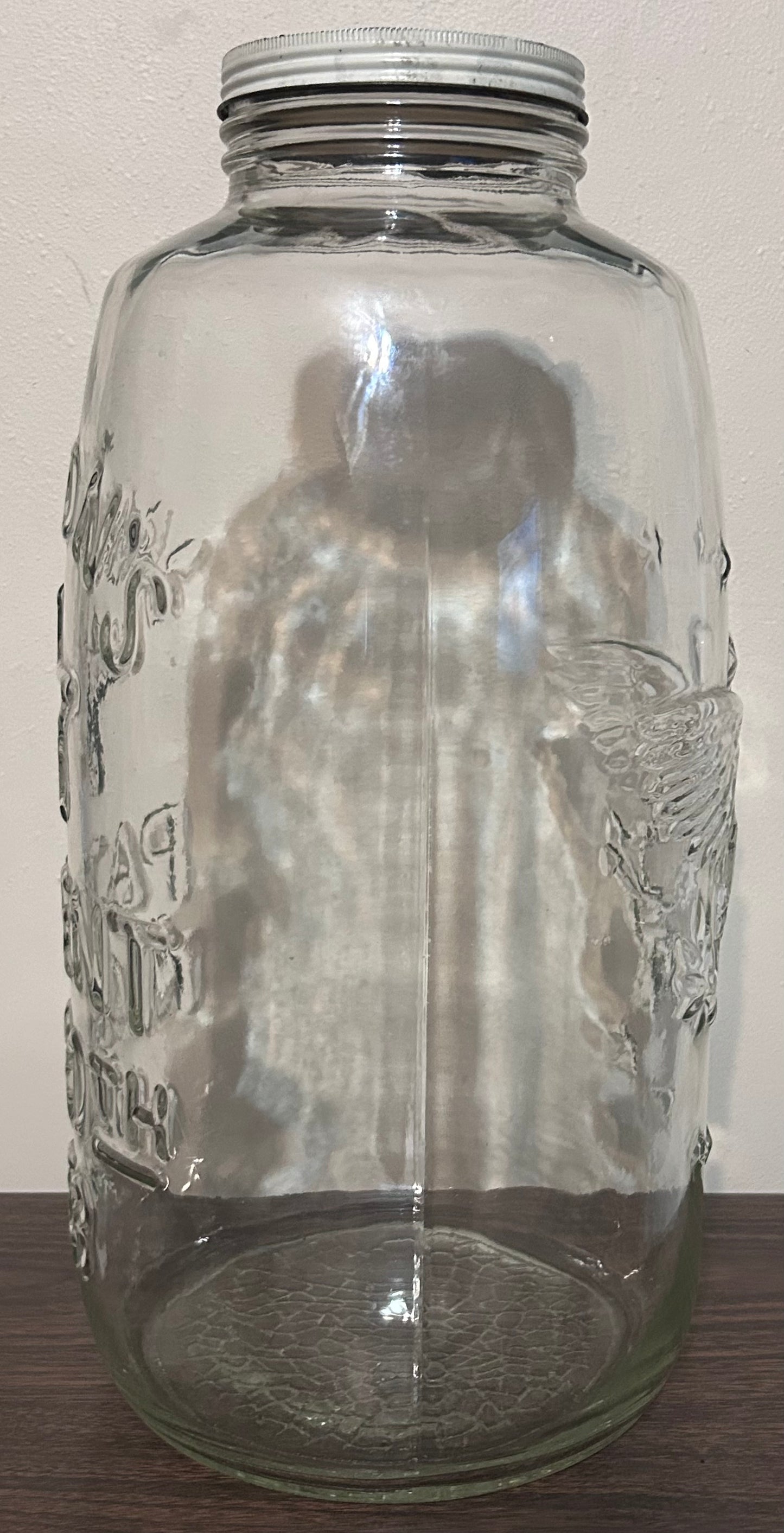 Vintage Circa 1975 American Owens-Illinois Clear Glass 4-Gallon Mason Jar with Lid