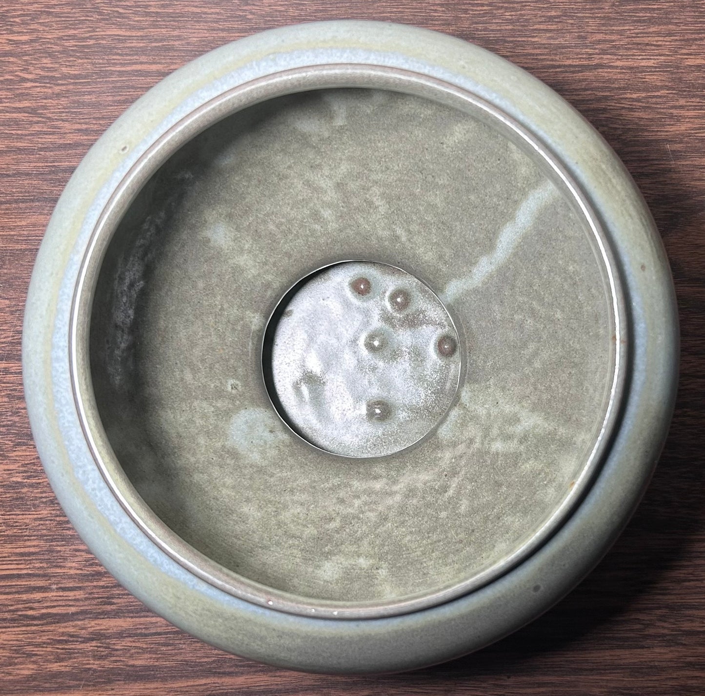 Vintage Circa 1970 American Frankoma Pottery Prairie Green Footed Planter/Vase (#22A)