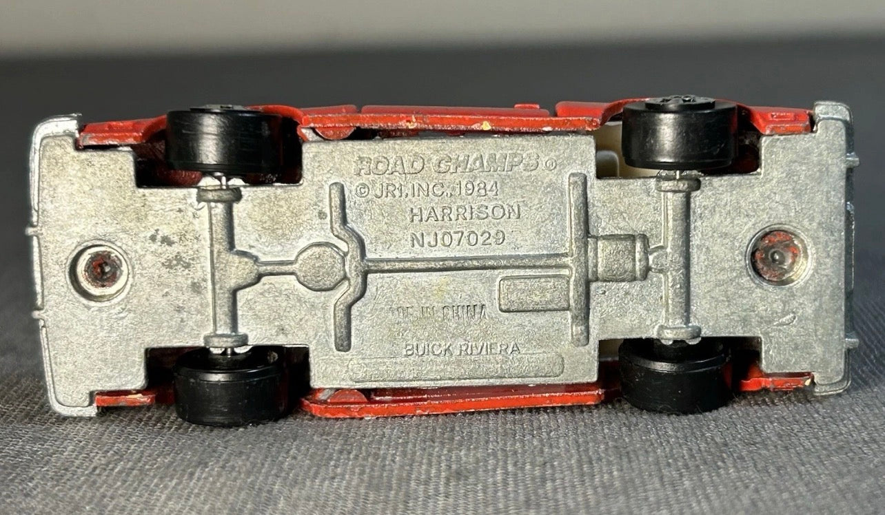 Vintage 1984 Road Champs Red Buick Riviera Convertible Diecast Toy Car