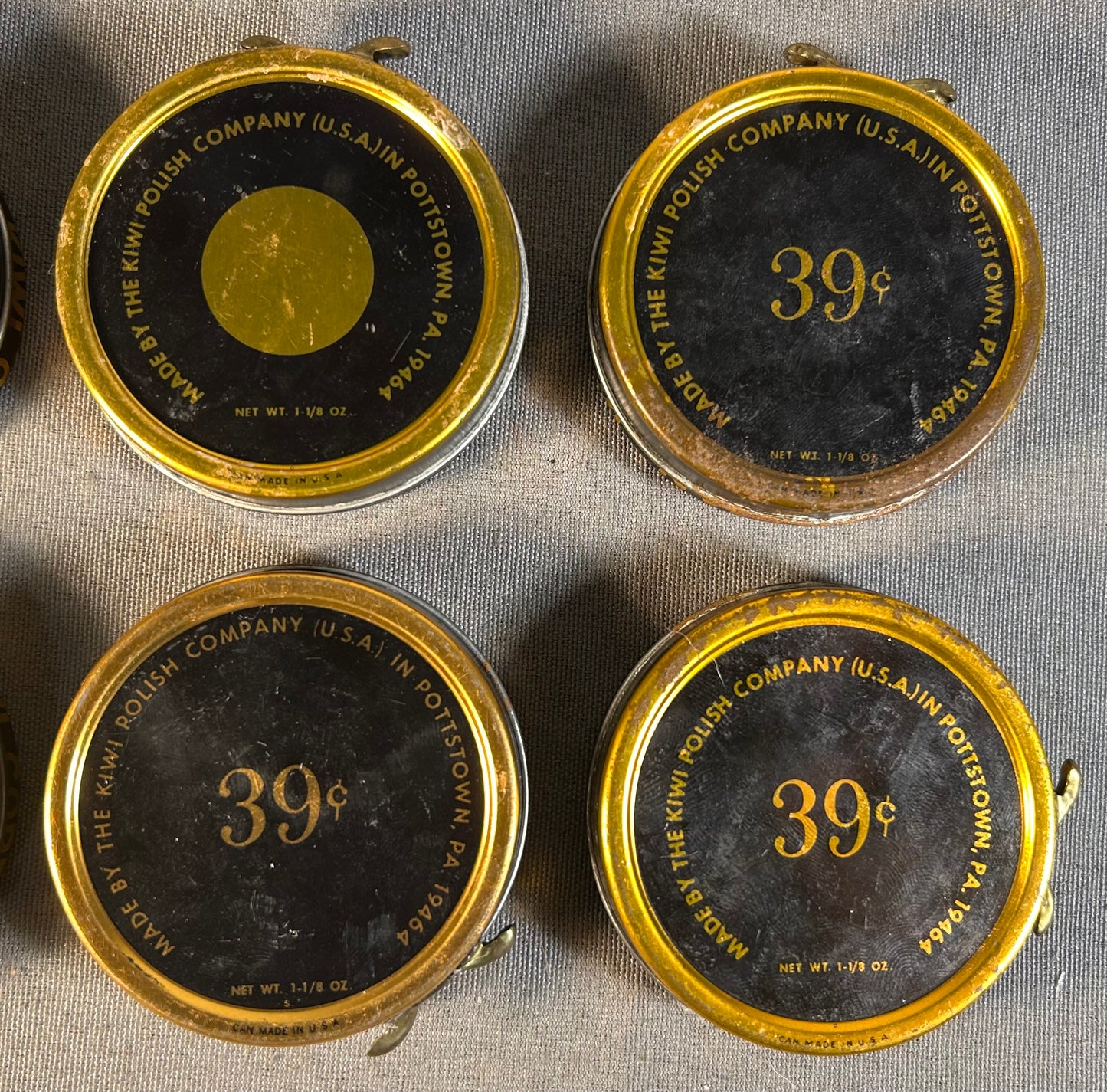 Lot of 8 Vintage 1960’s American Kiwi Shoe Polish Metal Tins Made in Pottstown, Pennsylvania