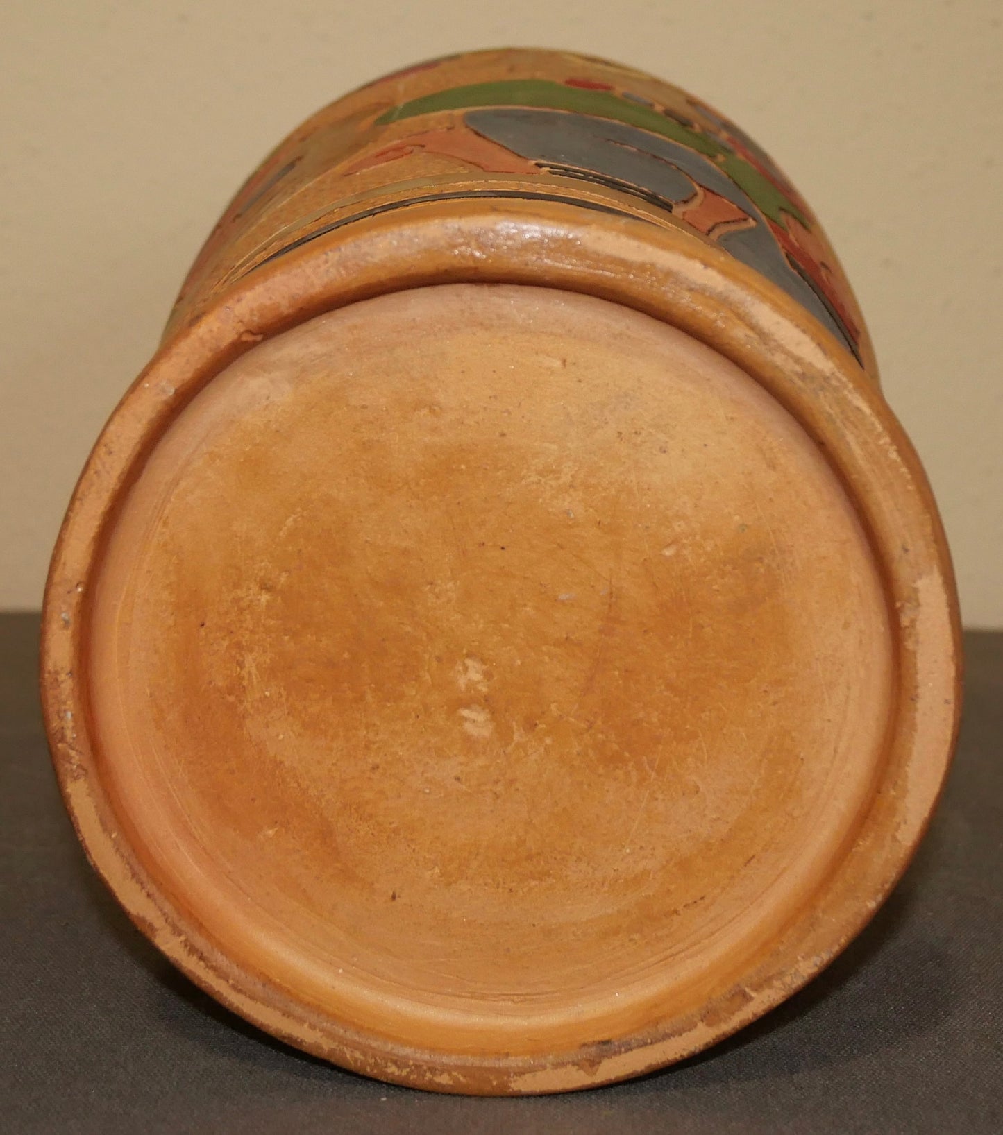 Vintage 1960's Guatemalan Mid Century Modern Clay Aztec Motifs Baluster Vase