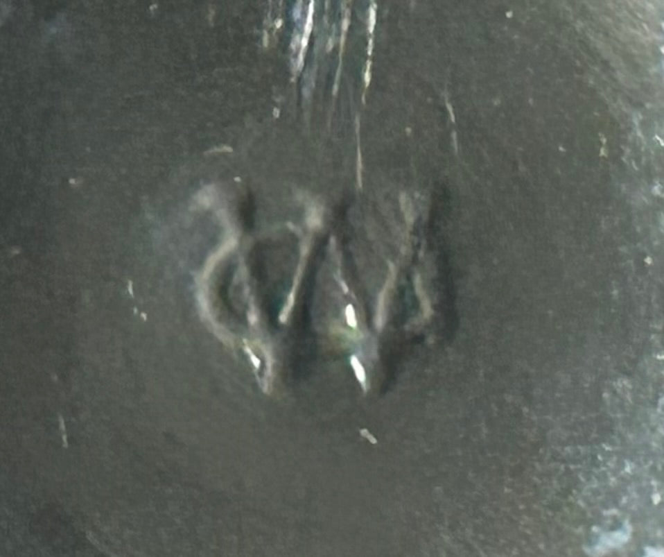 Vintage 1950’s American Westmoreland Mary Gregory Black Amethyst Glass Hand-Painted Woman Playing Harp Motif Baluster Vase