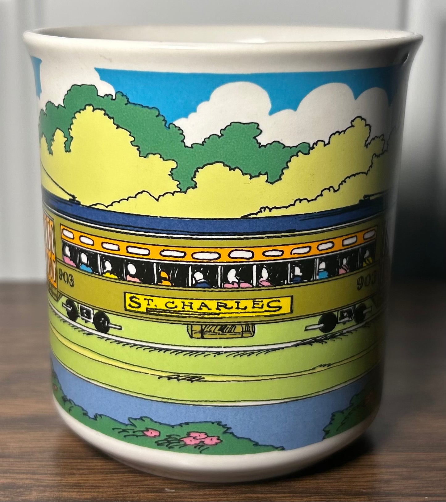Vintage 1981 Vieux Carre Creations New Orleans St. Charles Avenue Streetcar Ceramic Coffee Mug