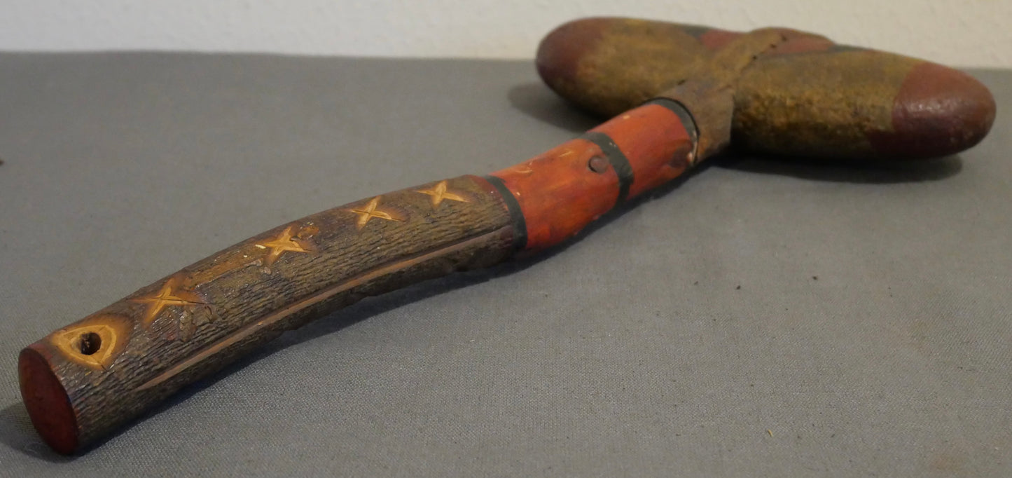 Vintage 1950's Boy Scouts of America Folk Art Native American Style Stone/Wood Tomahawk