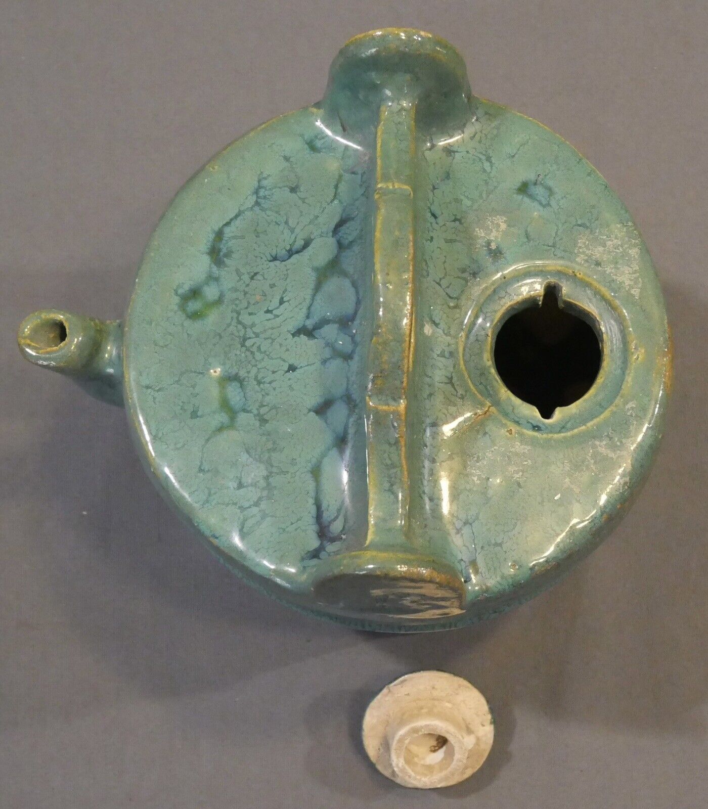 Early 20th Century Chinese Green Glazed Shiwan Pottery Well Bucket Form Water Pot