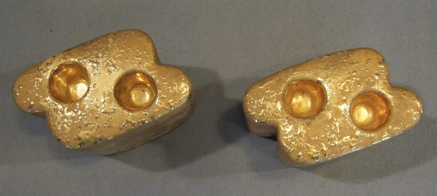 Pair of Vintage 1950's American Le Mieux China Weeping Gold Double Candlesticks