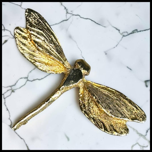 Vintage Circa 2000 American India Stewart Gold-Tone Cast Metal Dragonfly Convertible Brooch Pendant (New Orleans)