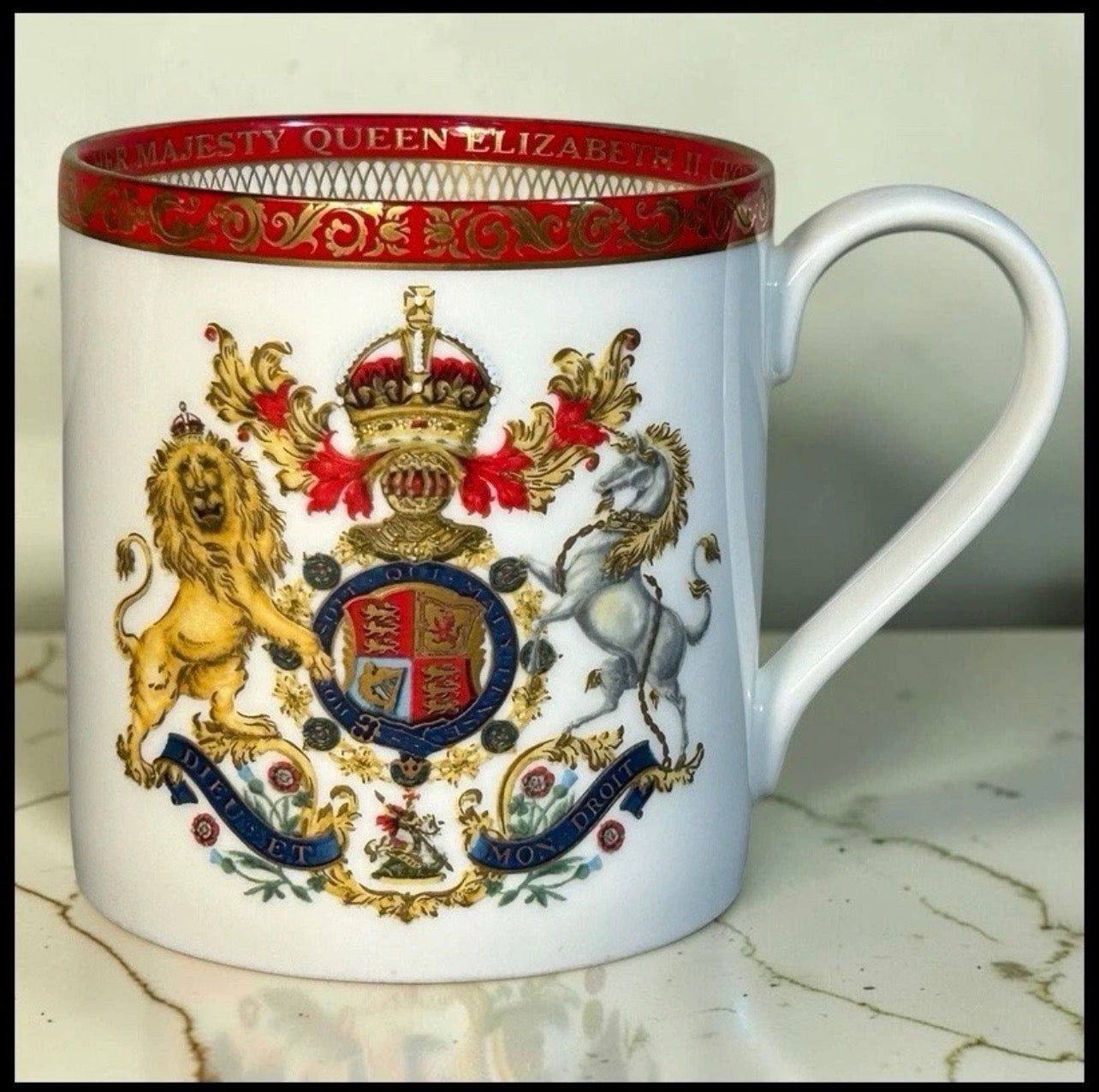 2013 English Royal Collection Trust Bone China Queen Elizabeth II Diamond Jubilee Coronation Anniversary Commemorative Mug