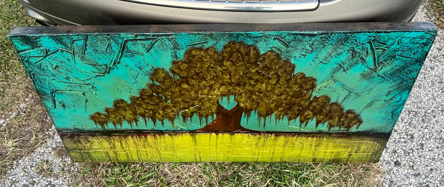 Derek Patterson - Contemporary Style Tree Acrylic Painting on Wood Panel (Louisiana) (21st Century)