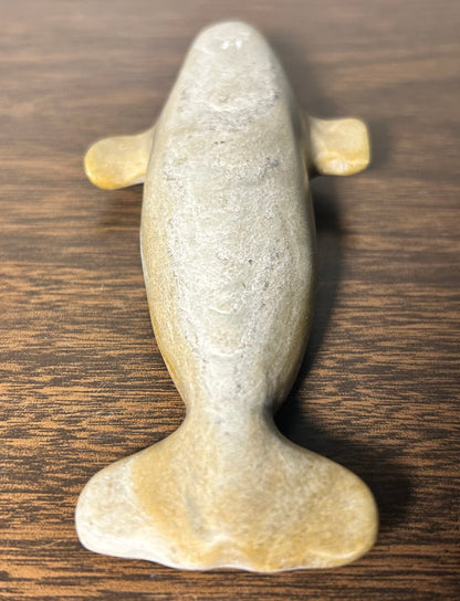 Vintage Canadian Inuit Argillite Stone Whale Carving by Simeonie Kavik (20th Century)