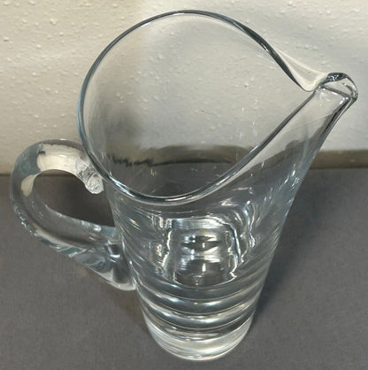 Vintage 1960’s Swedish Mid Century Modern Kosta Clear Art Glass Pippi Series Tall Pitcher with Controlled Bubble Weighted Base by Vicke Lindstrand (LH 1740)