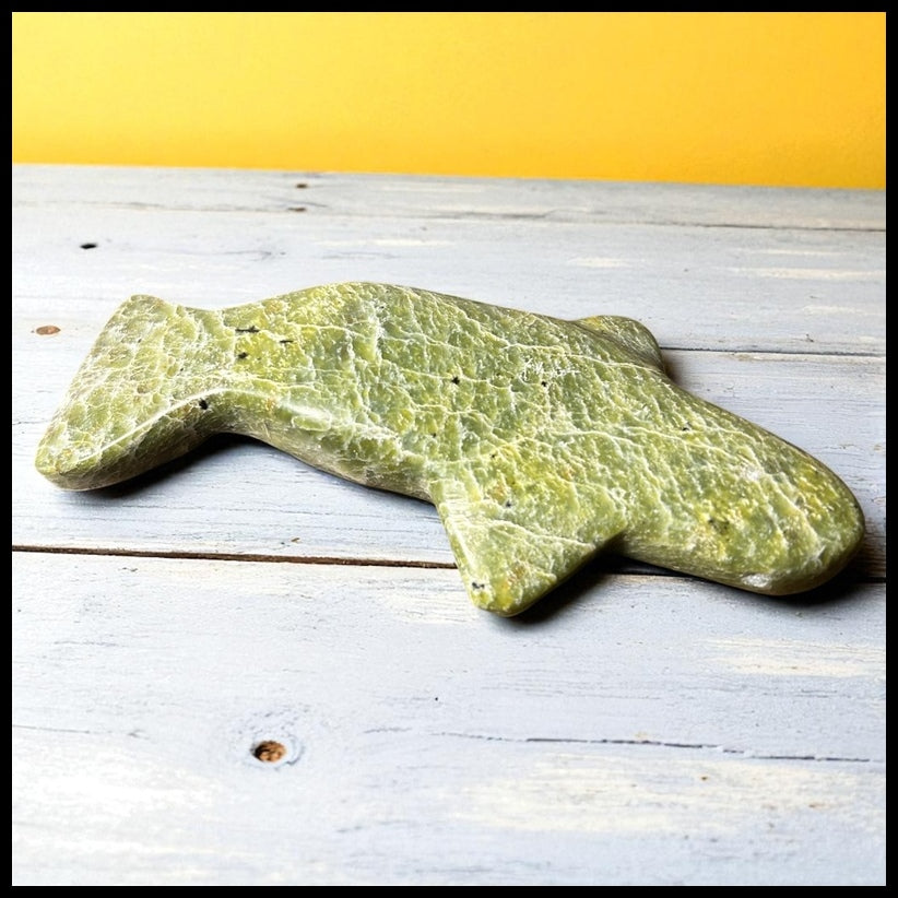 Vintage Canadian Inuit Serpentine Stone Whale Carving (20th Century)