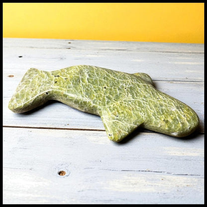 Vintage Canadian Inuit Serpentine Stone Whale Carving (20th Century)