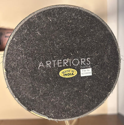 Arteriors Home Contemporary Style Silver Hammered Metal Trumpet Form Base/Cloth Bell Shade Table Lamp