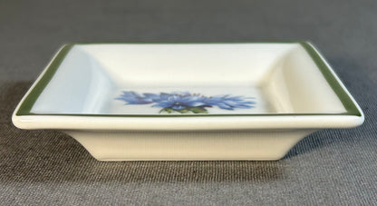 2002 Villeroy & Boch Porcelain Blue Cornflower Floral Motif Square Trinket Dish with Original Box
