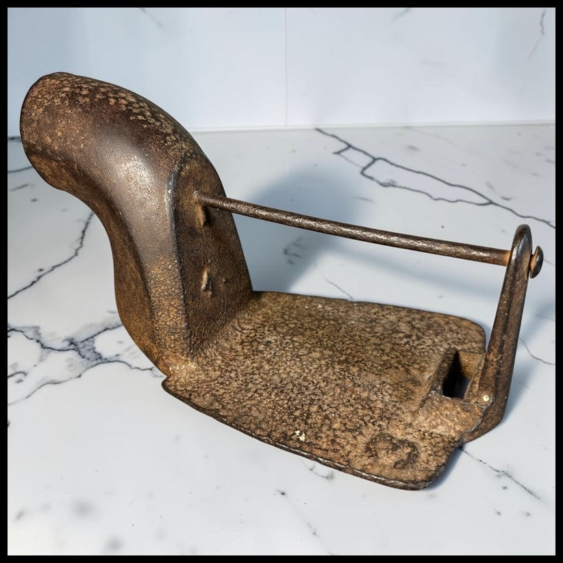 Mid 19th Century American Primitive Cast Iron Box Iron Handle and Latch Assembly