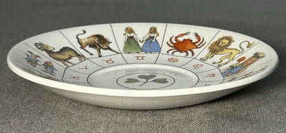 Vintage 1970’s English Jon Anton Ironstone Astrological Zodiac Wheel Motif Fortune Telling Saucer