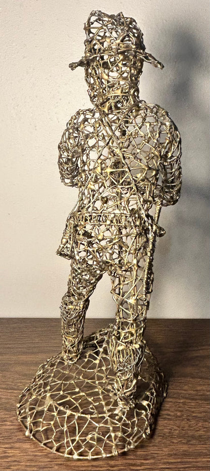 Vintage 1960's Brutalist C. Serraty Style Hunter Man Metal Wire Sculpture