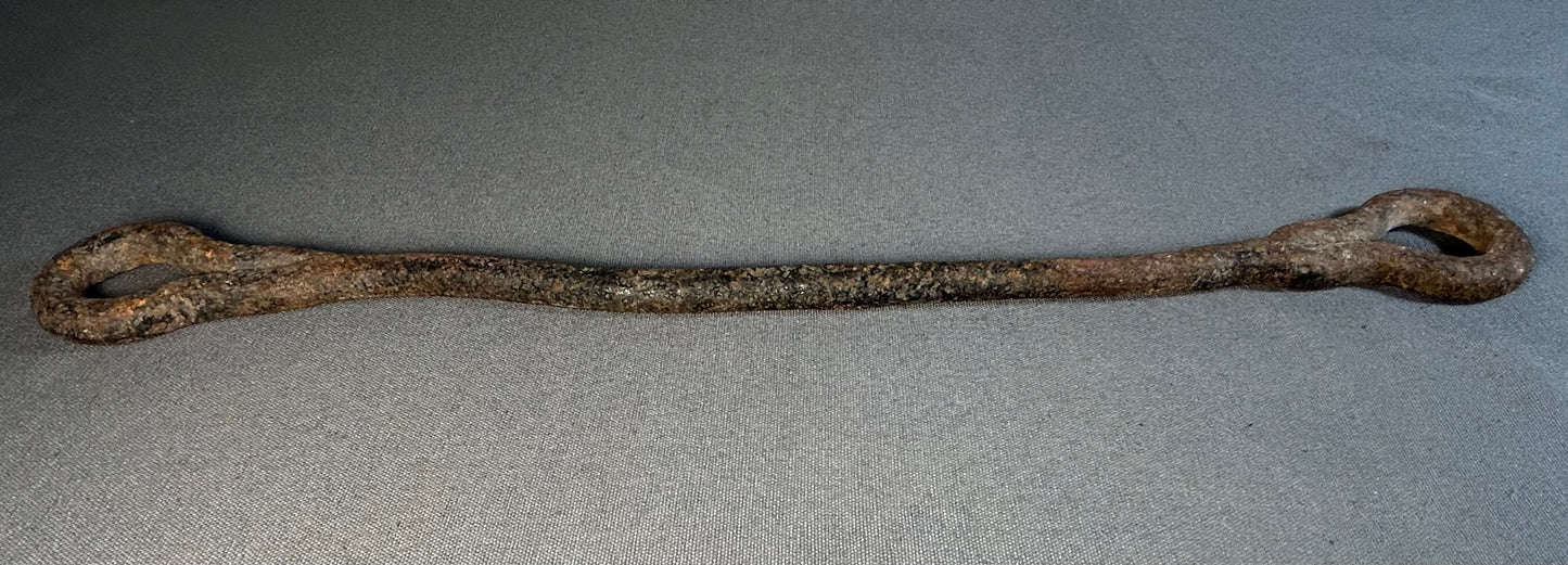 Late 19th Century American Primitive Hand-Forged Wrought Iron Double-Eye Linkage Rod