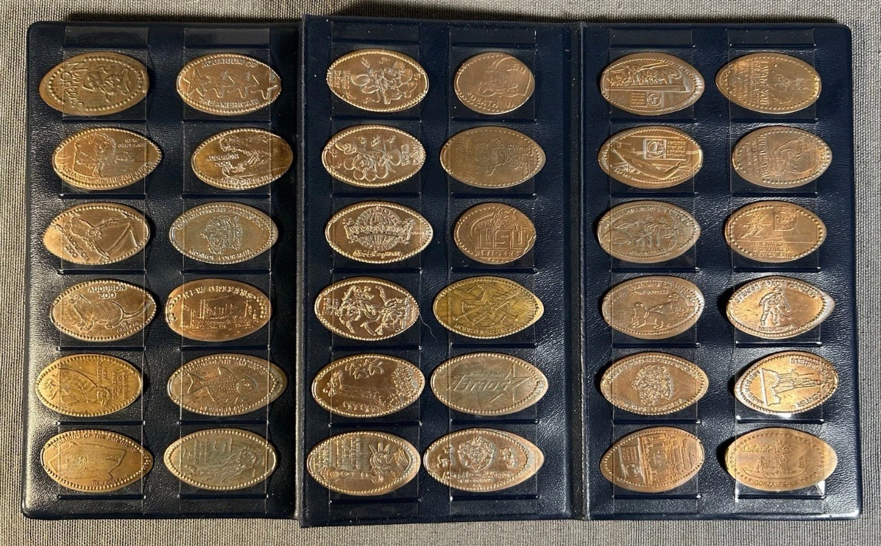 40 Pressed Penny Elongated Coins Collection in Vinyl Collector Case