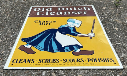 Vintage 1990’s Old Dutch Cleanser Antique Style Tin Metal Advertising Sign