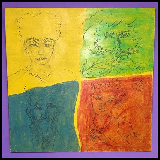 Ellen Lyle Morehouse - Untitled Acrylic Paint/Pencil Art on Wood Panel (20th Century) (American)