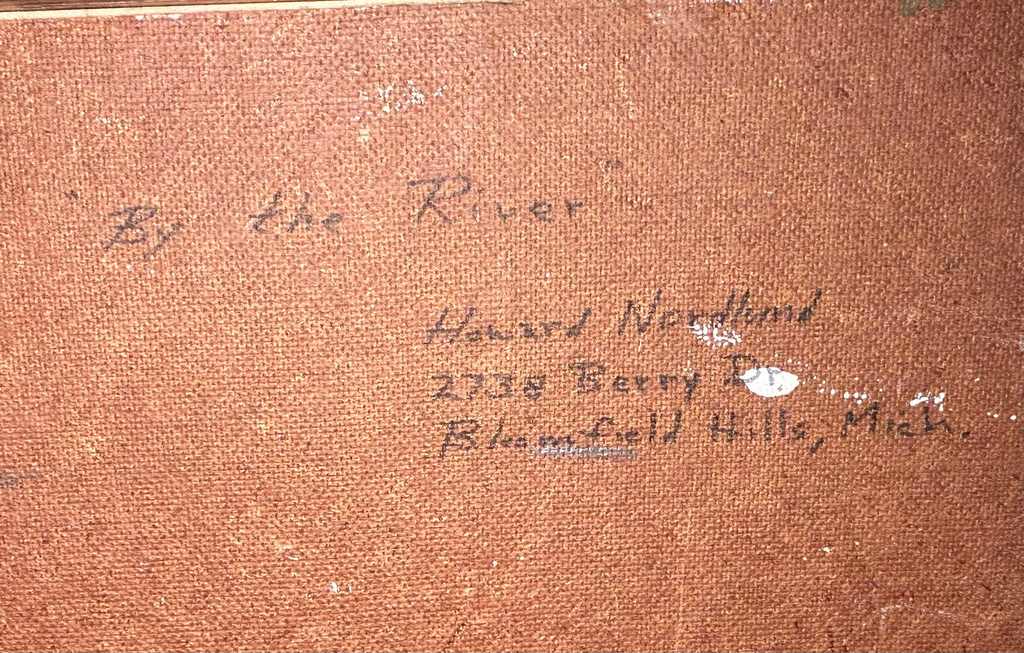 Vintage Howard Nordlund - “By the River” Framed Oil Painting on Masonite Board (American/Michigan) (Circa 1960’s)