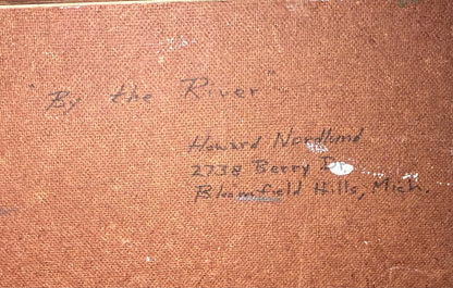 Vintage Howard Nordlund - “By the River” Framed Oil Painting on Masonite Board (American/Michigan) (Circa 1960’s)