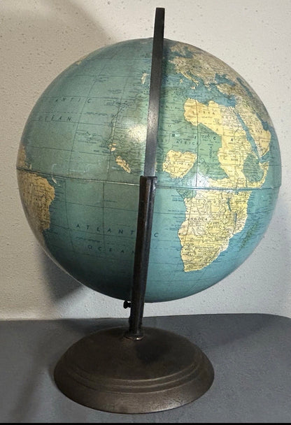 1948 American Weber Costello Co. 12-Inch Peerless Terrestrial Globe on Cast Metal Base