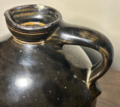Circa 1883 American Primitive E. Norton & Co. Bennington Vermont Albany Slip Glazed Brown Stoneware Beehive-Form 1 Gallon Jug