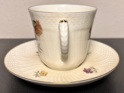 1947-48 Danish Royal Copenhagen Porcelain Frijsenberg Floral Pattern Demitasse Cup and Saucer Set